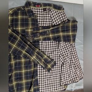 Casual Navy and Yellow Plaid Shirt